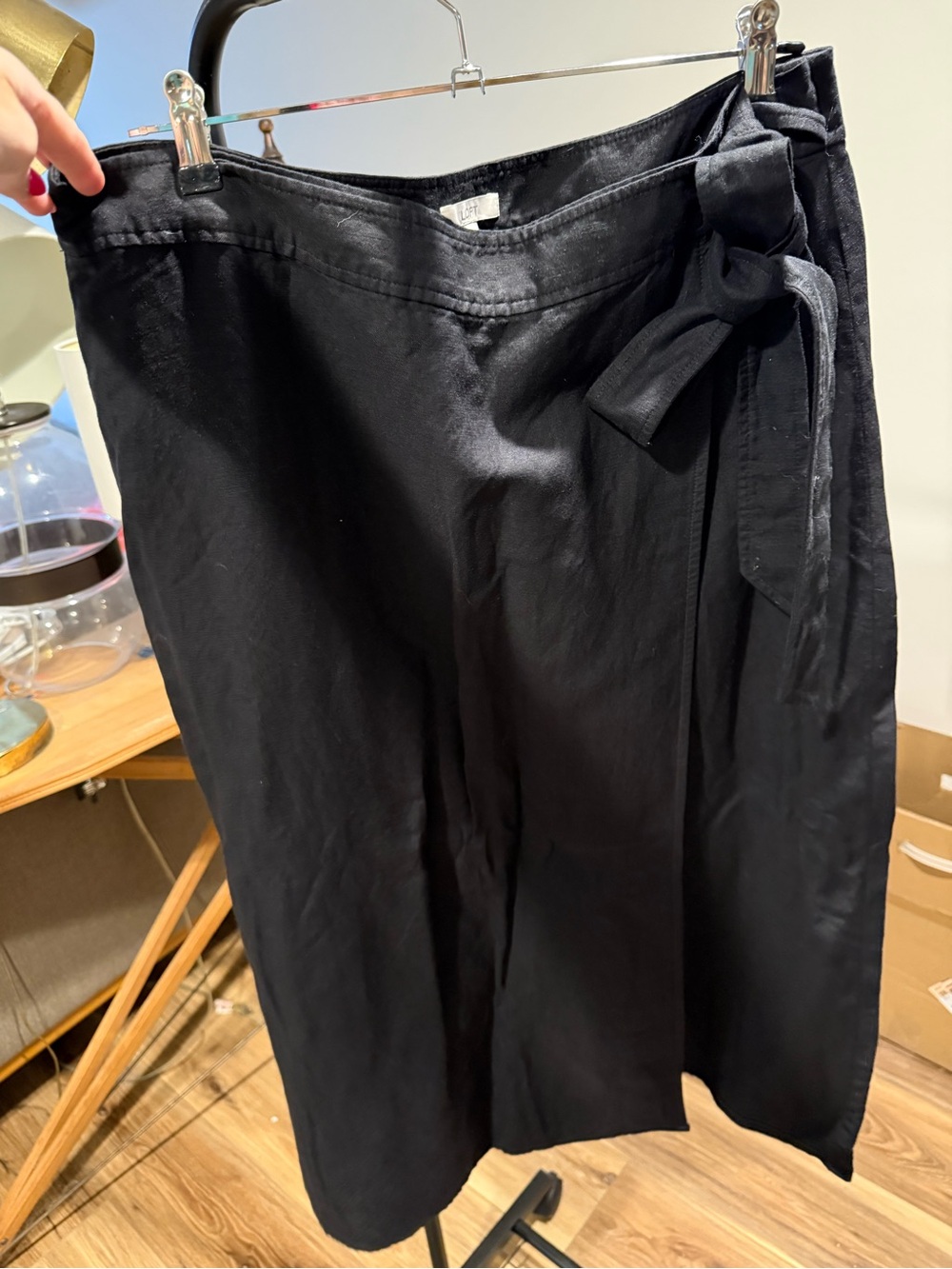 NWT LOFT Black Midi Wrap Skirt with Side Tie